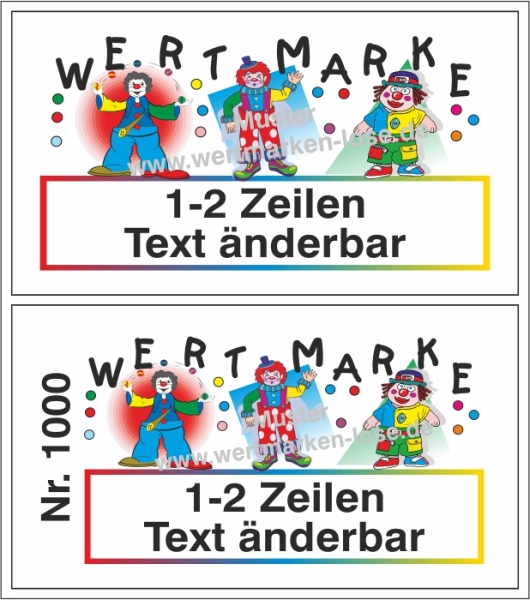 1000 Wertmarken "Karneval-Fasching farbig"